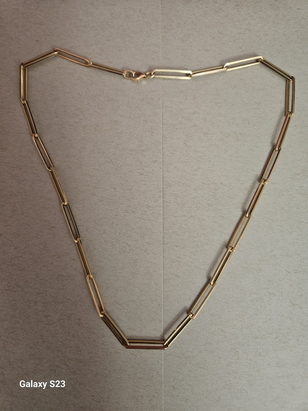 14K Gold Italian Paperclip Chain Necklace Soild